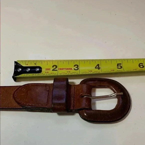 Vintage Dalmy’s Brown Embossed Thick, Rich Leather Belt and  Buckle Size XS - Picture 4 of 11